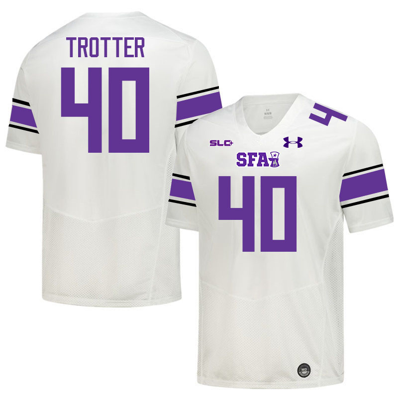 Stephen F. Austin Lumberjacks #40 Jeremiah Trotter College Football Jerseys,Uniforms-White